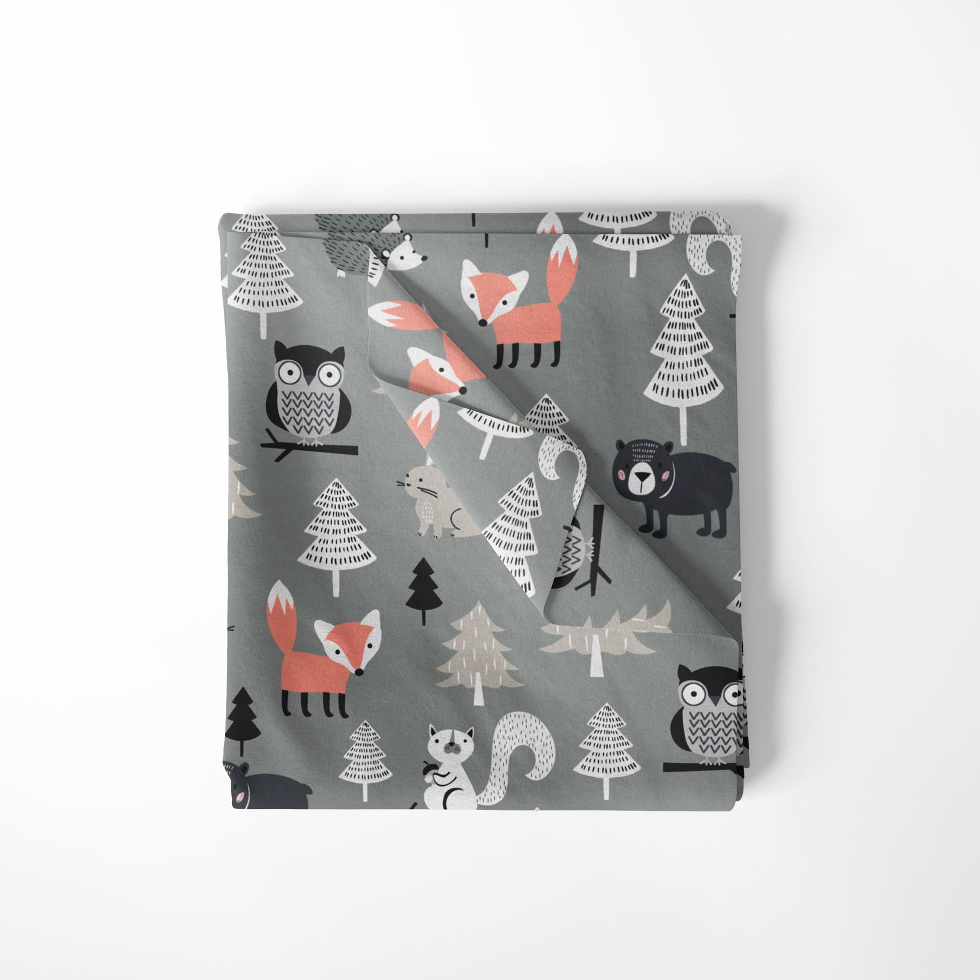 Mainstays 42" Light-weight Flannel Fabric Gray Forest Friends by the Yard, Gray