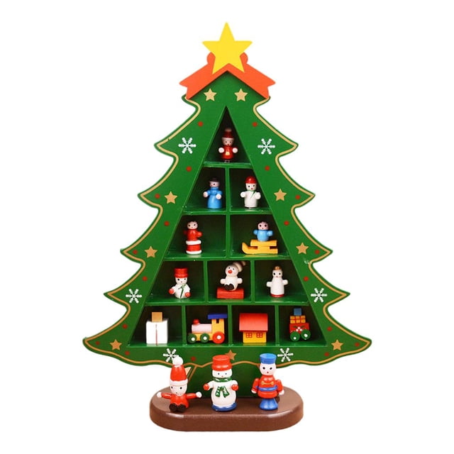 Abbracc Christmas Tree Decor Display Props 3D Lightweight Creative Wooden for Windowsill Big Grid Green