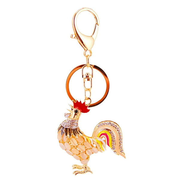 Llavero de gallo, dije para bolso, brillantes para mochila en 3D, llavero elegante, llaveros para mochila con cierre para mujeres y niñas