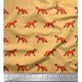 thumbnail image 1 of Soimoi Orange polyester Crepe Fabric Fox Animal Decor Fabric Printed Yard 42 Inch Wide, 1 of 3