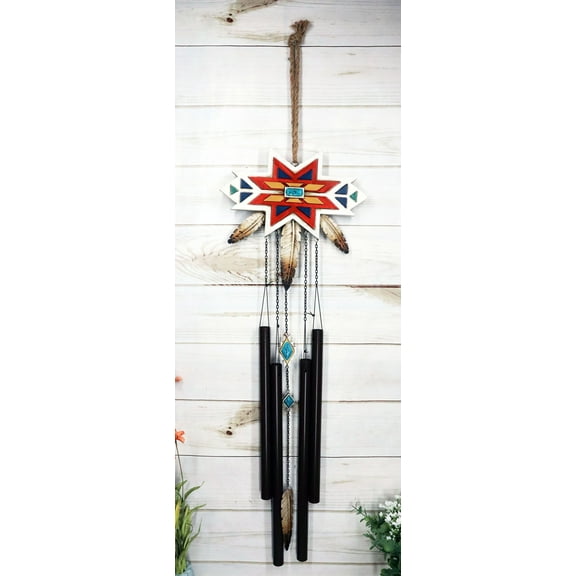 Rustic Southwest 3 Feathers Colorful Vectors Star Symbol Wind Chime
