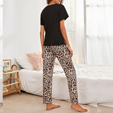 

Pajamas For Women Leopard Home Wear Pajamas Two-Piece Suit Long Sleeve Pants Pajama Set Homewear Womens Pajama Sets Womens Fall Fashion 2022
