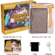 DoDoMagxanadu Gemstone Dig Kit, 16 Real Gem Excavation Kit Dig up 16 Real Gems Stones Mega Gems, STEM Science Kits Excavate Toys for Girls Boys,Easter Basket Stuffers