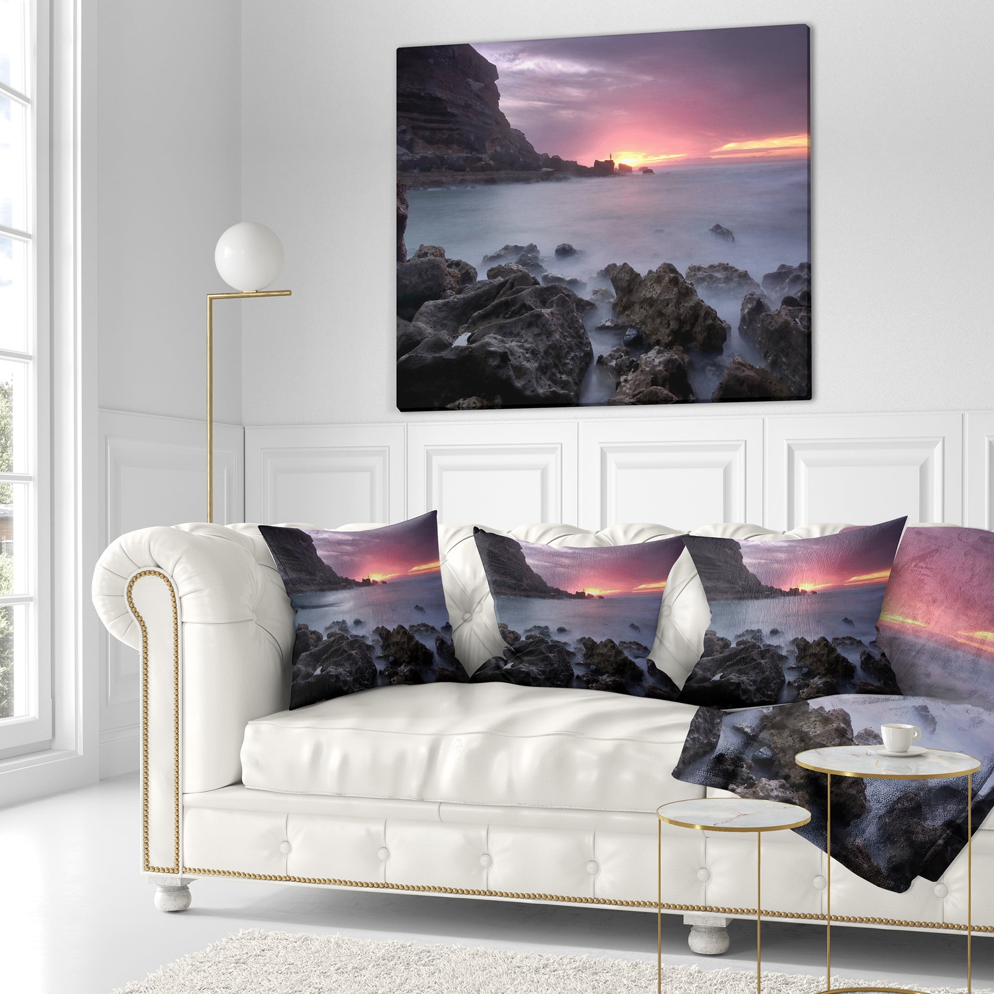 Designart Sunset at Samarra Seashore Sintra - Seashore Throw Pillow - 18x18