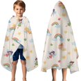 thumbnail image 3 of Pastel Fairy Rainbow Pattern Hooded Bath Towel，50"x30" for Ages 3 To 12 Kids, Quick Dry Lightweight Soft Microfiber Hood Beach Towel Cover Up for Kids, 3 of 7