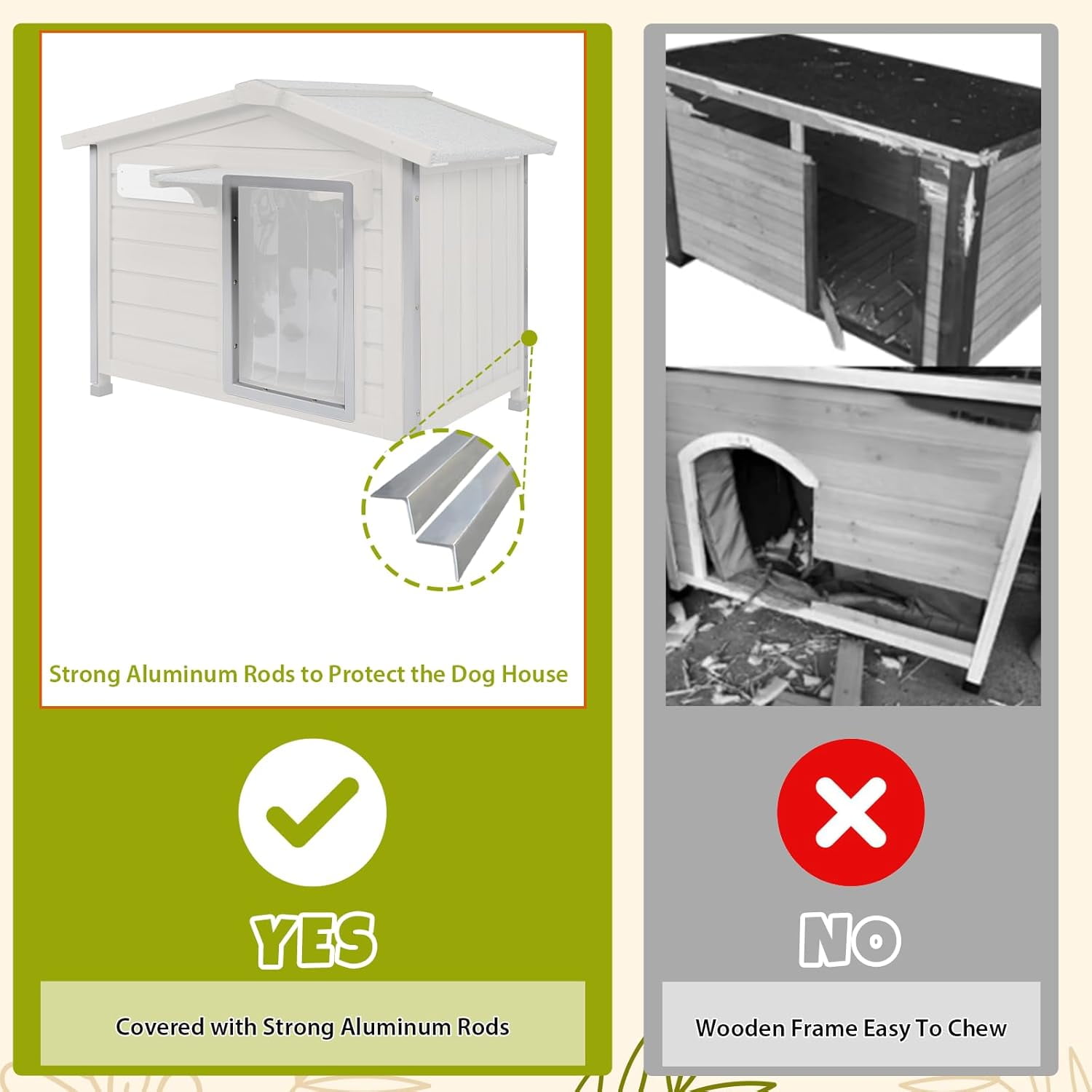 PETSCOSSET 40"L Outdoor Dog House, Wooden Dog Kennel with Asphalt Roof for Medium Dog, Gray