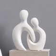 thumbnail image 4 of Escultura romántica de pareja de cerámica blanca para decoración del hogar: estatua de amante abstracta moderna para decoración de sala de estar, oficina y dormitorio, 4 of 4