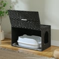 thumbnail image 3 of PEQULTI Rattan Cat Litter Box Enclosure Pet House with Taller Doorway for Large Cats Indoor Black, 3 of 13