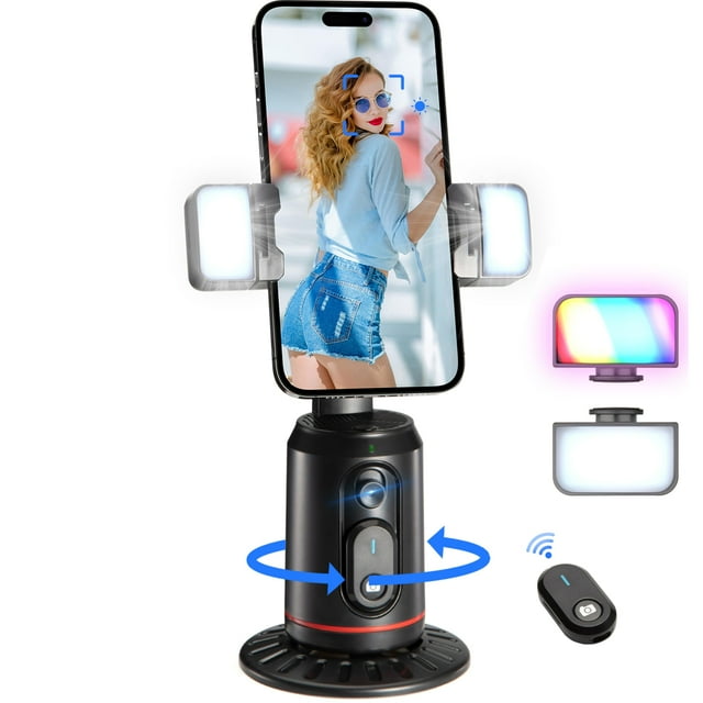 Soporte para teléfono con seguimiento facial automático MQOUNY con control remoto y luz
