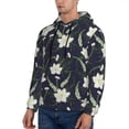 thumbnail image 3 of Naloa Lilies Flowers Men's Casual Hooded Collar Drawstring Hoodies Pullover Sweatshirts Casual Long Sleeve Shirts-Small, 3 of 7