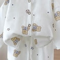 thumbnail image 4 of Quealent Toddler Baby Girl Cotton Linen Button-up Pajamas Bear Print Long Sleeve Kid Sleepwear PJs Set (Coffee, 5-6 Years), 4 of 4