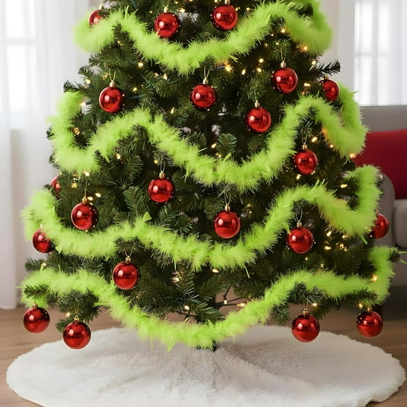 3 Pcs Christmas Artificial Feather Trim Christmas Tree Garland Furry Stripe Accessories DIY Craft Decoration Turkey Marabou Feather Boas for Holiday Party Xmas Tree Decoration (Lime Green)