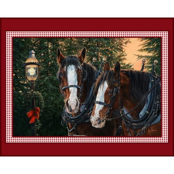 Merry Bright Horse Panel Cotton Fabric