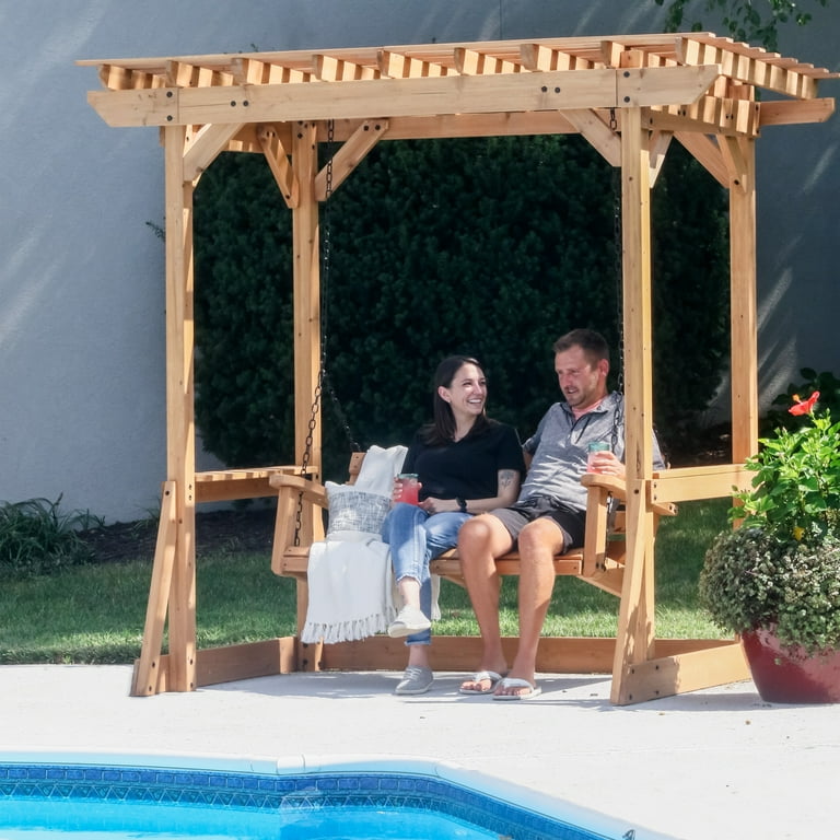 Backyard Discovery, Outdoor Patio Pergola Swing, 8x5' Cedar, Brown
