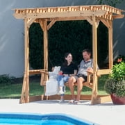 Backyard Discovery Callahan 8x5 Cedar Wood Outdoor Patio Pergola Swing, Trellis, 2-Seater