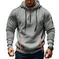 thumbnail image 5 of CCRFTGI Men's Fashion Hoodies & Sweatshirts Winter Vintage Zip Up Pullover Loose Fit Military Sweatshirts for Men Long Sleeve Drawstring Hoodie with Pockets Light Gray 2XL, 5 of 5