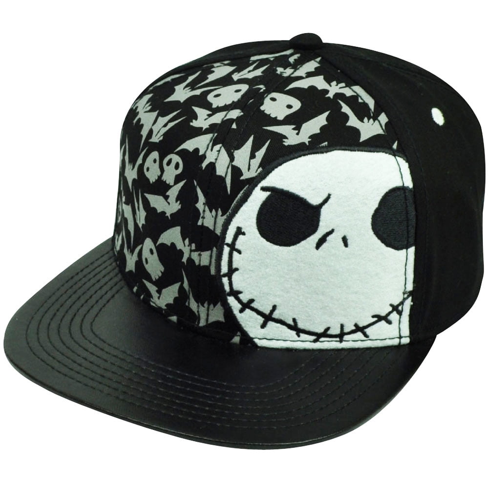 Nightmare Before Christmas Jack Skellington Pleather Flat Bill Hat Cap Movie - Walmart.com