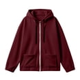 thumbnail image 7 of WIZUTIZ Women's Solid Color Zip Up Hoodie Drawstring Hood Pockets Long Sleeve Casual Jacket Lightweight Fall Spring Outerwear, 7 of 7