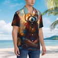 thumbnail image 2 of KLL Men's Hawaiian Shirt Short Sleeve Button Down Beach Shirts-Prairie Meditating Raccoon, 2 of 5
