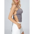 thumbnail image 4 of ZAXARRA Women´s Summer Mini Skinny Sling Vest Solid Color Sleeveless Backless Tie Up Crop Tops, 4 of 7