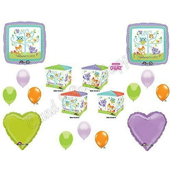 NEW! Woodland Friends CUBEZ Baby Shower Balloons Decoration Supplies Fox Chevron by Anagram