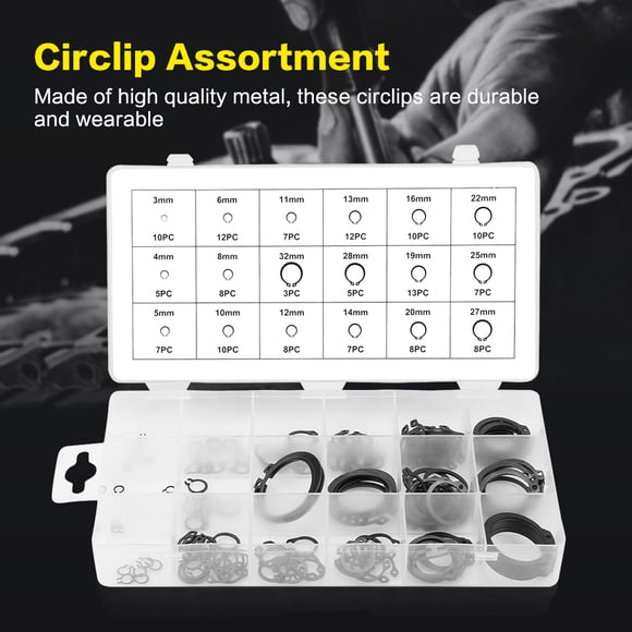 Garosa 150pcs Snap Retaining Ring Circlip Assortment Set 3mm - 32mm 18 Sizes with Box , Retaining Ring, Snap Ring