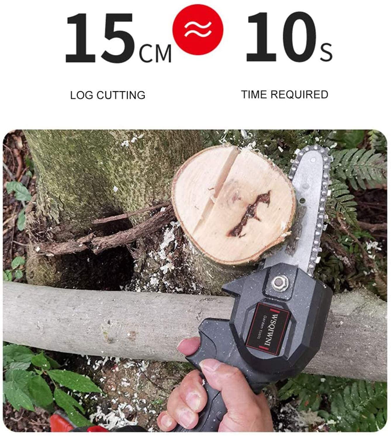 Mini Chainsaw, 4-Inch Electric Chainsaw Handheld Mini Pruning Shears Chainsaw for Tree Trimming Wood Cutting(2 Battery2 Chain)