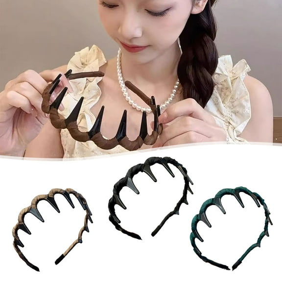 Vintage High Cranium Headbands,Elegant Hairbands for Women,Non- Wedding Party Hair Hoops,Girls Hair Accessories Gift Set (Black,Coffee,Navy,3Pcs)