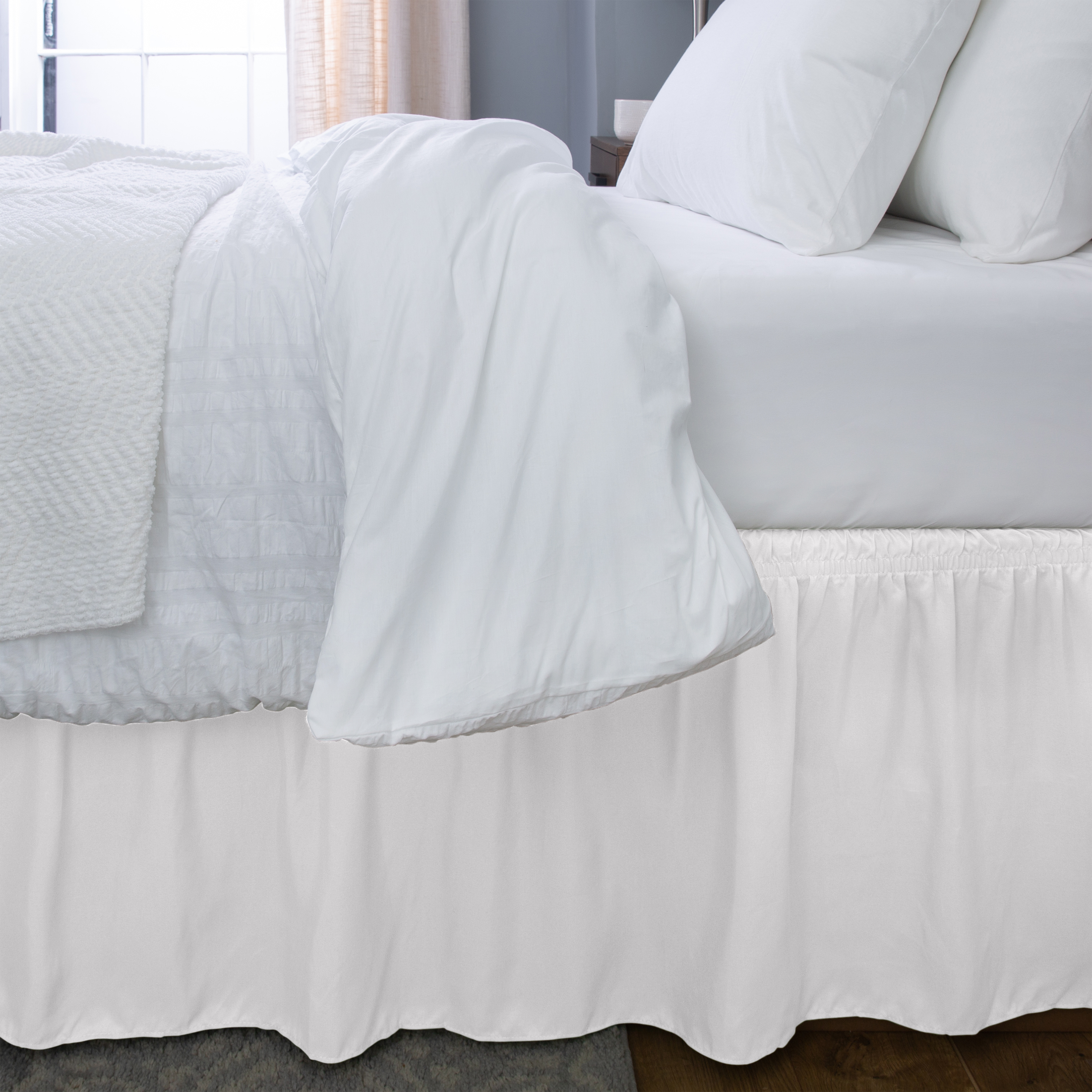 Home Details 18" Drop Wrap Around Bed Ruffle Twin/Full in White (78x54x18)