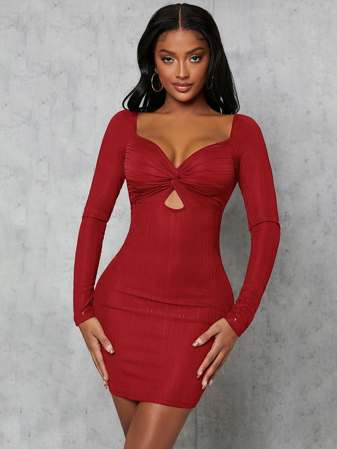 mid rise burgundy twist dress