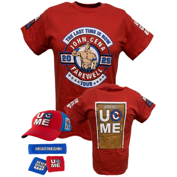 John Cena Last Time Is Now Farewell Tour Mens Costume T-shirt Hat Wristbands
