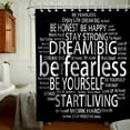 thumbnail image 2 of Kids Shower Curtains Believe Quotes Be Fearless Dream Big Be Yourself Inspirational Theme Cloth Fabric Bathroom Decor Sets with Hooks Waterproof Washable 72W x 72H Black and White, 2 of 6