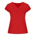 thumbnail image 2 of QLEICOM Womens Summer Tops Oversized T-shirts Solid Short Sleeve V-Neck Casual Loose Tunic Tank Tops Women Shirts Blouses Red S, 2 of 5