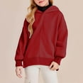 thumbnail image 7 of Piuwrlz Girl Winter Hoodies Kids Solid Color Hood Sweatshirts Long Sleeved Hoodie Pullover Red Size 11 Years, 7 of 7
