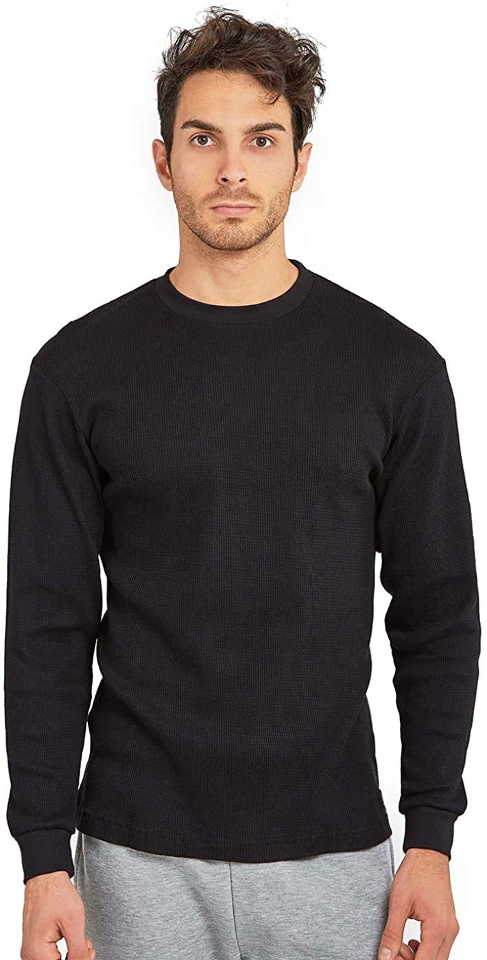 Men's Classic Waffle-Knit Heavy Thermal Top L, Black - Walmart.com