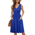 thumbnail image 5 of Womens Summer Dresses 2025 Casual Sleeveless Sundress Beach Vacation Flowy Midi Dresses with Pockets Royal Blue XXL, 5 of 6