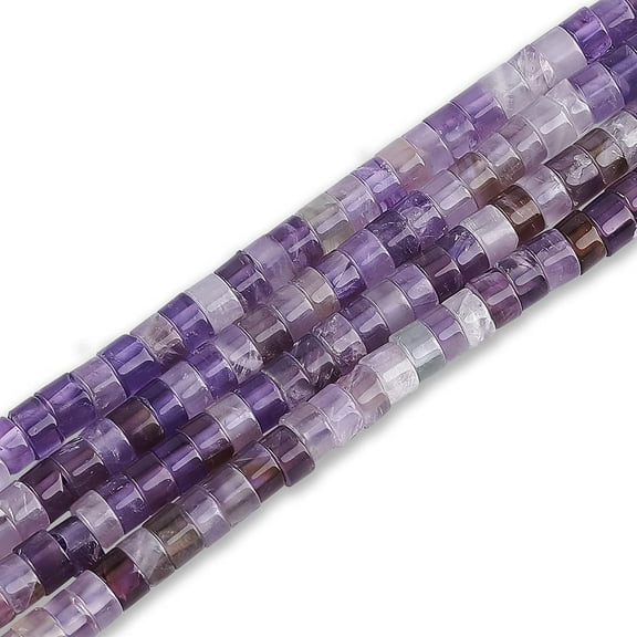 150 Pcs Natural Amethyst Heishi Disc Beads 4mm Round Stone Loose Beads for DIY Choker Bracelets Necklaces Jewelry Craft Making
