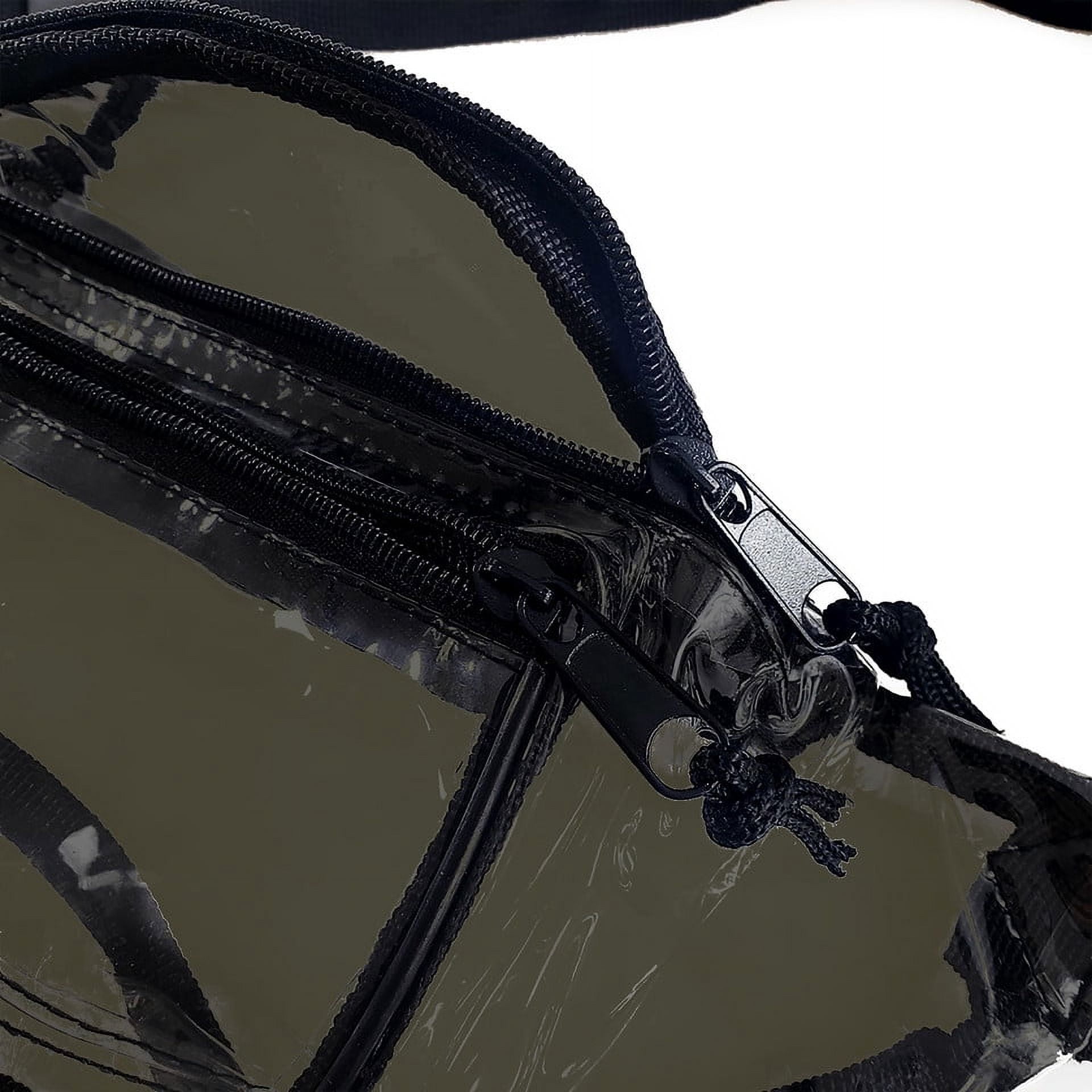 2 Pack Clear Black Anti-Theft 3-Zipper PVC Fanny Pack with Black Trim for Music Festivals & Raves