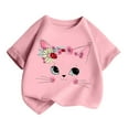thumbnail image 3 of LRen Girl Tops Size 7-8 Tie Dye Graphic Print Short Sleeve Crewneck Kids Tees Soft Cute Tees Toddler Clothes,Z06-Pink,100, 3 of 5