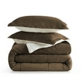 thumbnail image 6 of Peace Nest 3PC Reversible Sherpa Down Comforter Set with Solid Color, Dark Brown, Queen, 6 of 6