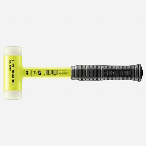 Halder Supercraft HI-VIZ Dead Blow, Non-Rebounding Hammer with Nylon Face Inserts and Steel Housing, 1.57" / 28.4 oz.