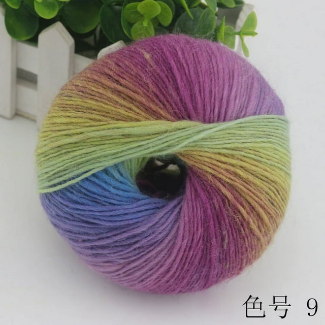 Granjero Gordo Paquete de 2 hilos suaves de arcoíris, 100 % lana, hilo multicolor degradado para tejer a crochet, longitud total de 180 m × 2,392 yardas, 100 g, I
