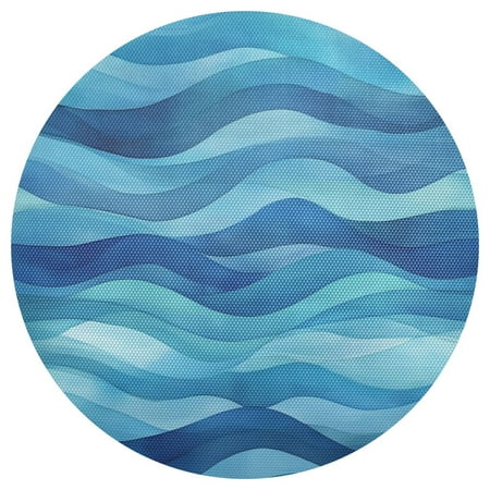 

Blue Wavy Art Pattern 4-Piece 15.4in Heat-Proof PVC Plate Mats Easy Cut and Clean for Family Use