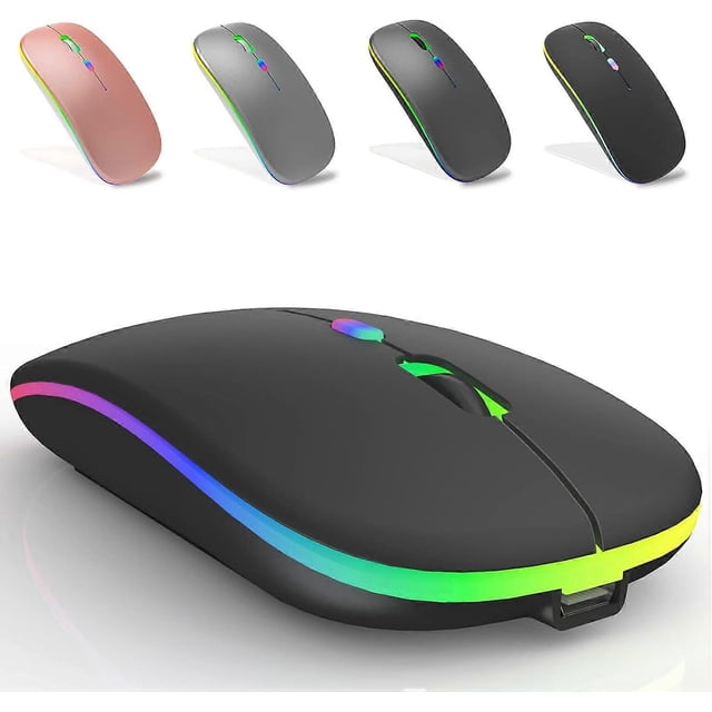 Wireless Computer Mouse with USB Receiver Rechargeable Silent 2.4G Portable Optical Wireless Computer Mice(Matte Black)
