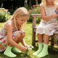 thumbnail image 5 of FSYBOA Girls Knited Socks, Stretchable Soft Casual Summer Kids Crew Socks Green Size 9-12T, 5 of 5