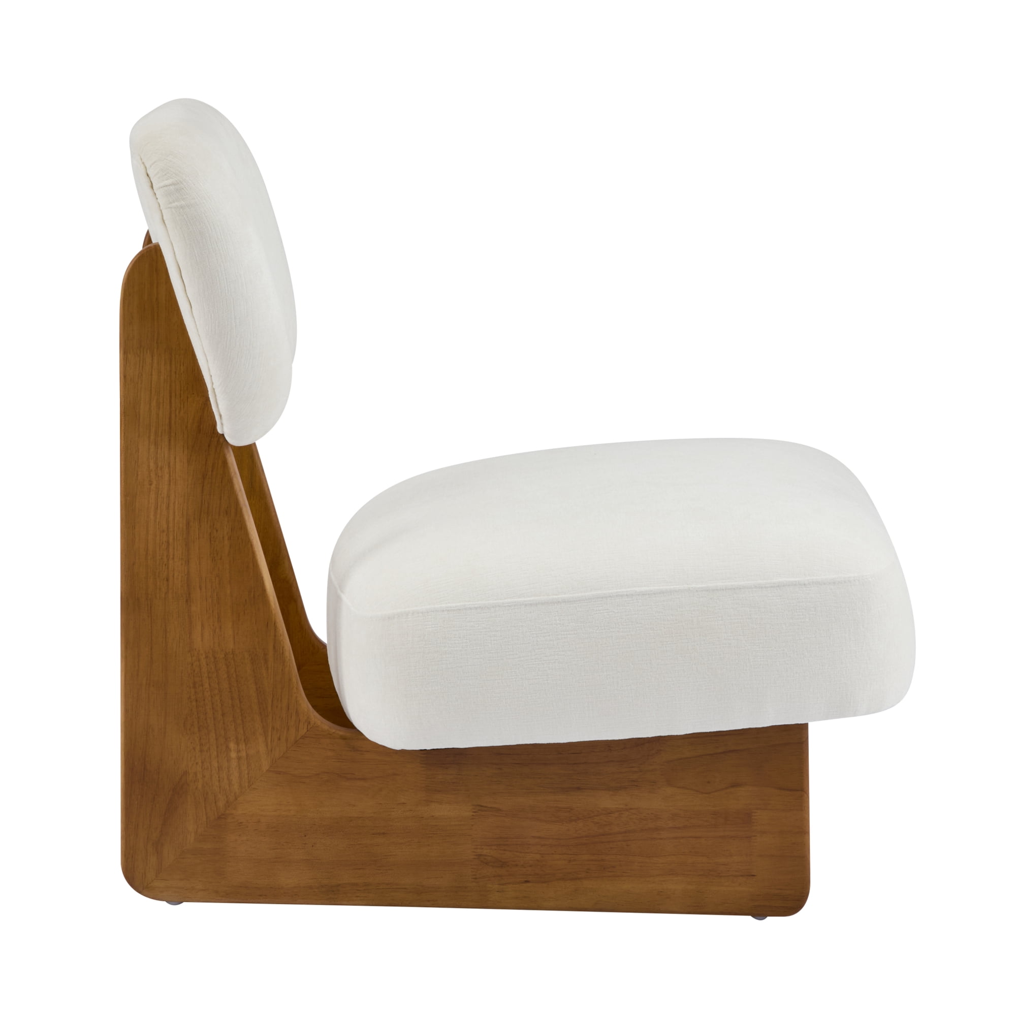 Leumius Set of 2 Modern Lounge Chair with Polyester Upholstery, Sturdy Wood Base With Walnut Finish, Minimalist and Stylish Accent Seating for Living Room Bedroom Office Beige+Natural