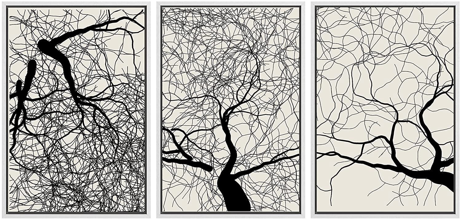 PixonSign Framed Canvas Print Wall Art Set Duotone Dark Forest Tree ...