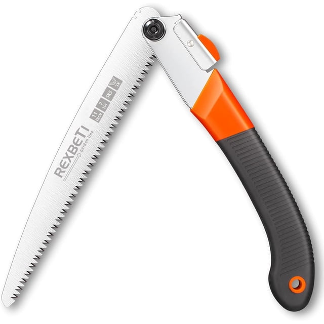Sierra plegable REXBETI de 11" con hoja de acero SK-5 de alta resistencia