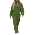 thumbnail image 6 of Jerdar Womens 2 Piece Lounge Sweat Sets Quarter Zip Mock Neck Sweatshirt Wide Leg Sweatpants Oversized Side Pockets Casual Airport Travel Outfits L, 6 of 8
