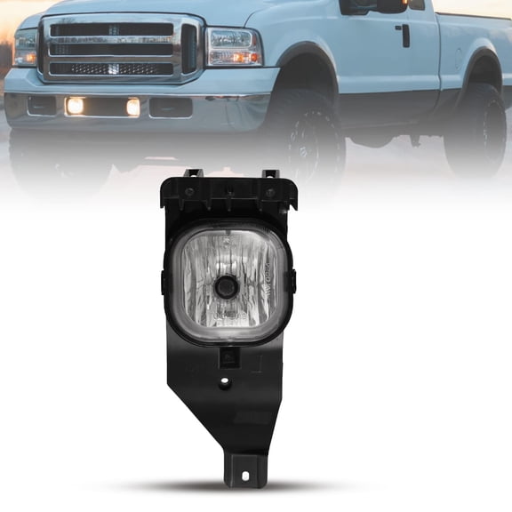 OEM Fog Light Fit For 2005 2006 2007 Ford F250 F350 F450 F500 Super Duty, Black Housing Clear Lens Driving Fog Lamp Fit For 2005 Ford Excursion w/ H10 Halogen Bulb (Only Driver Side)